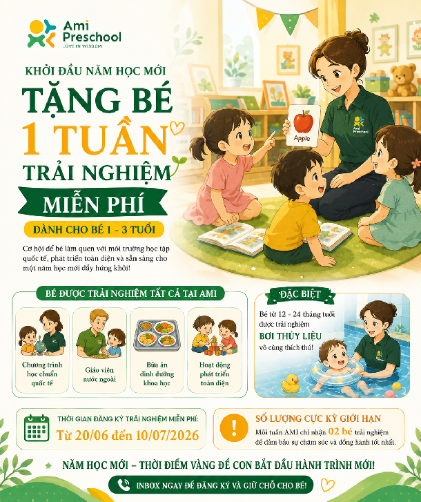 START THE NEW SCHOOL YEAR WITH A FREE 1-WEEK TRIAL EXPERIENCE AT AMI PRESCHOOL 